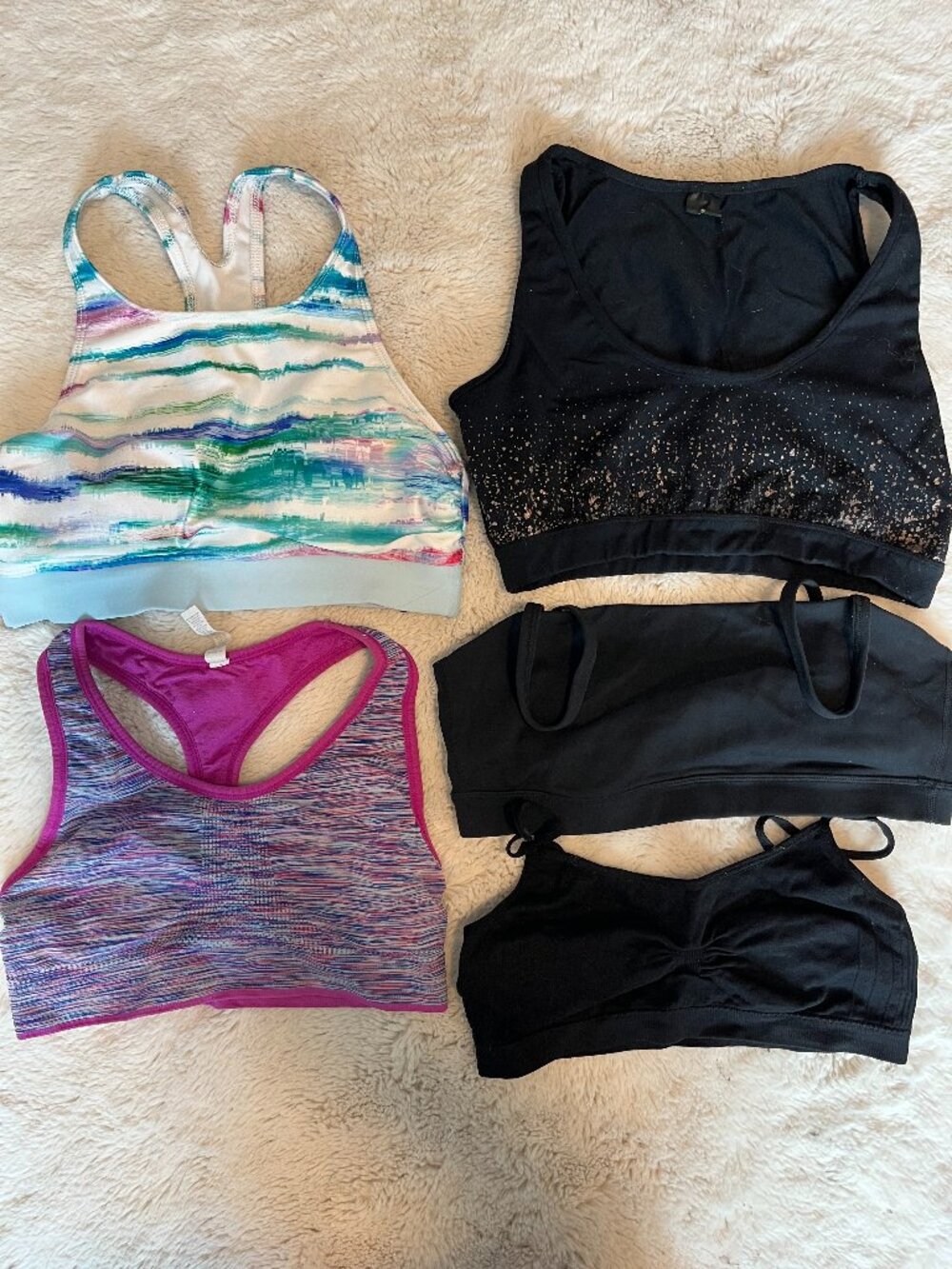Bundle of 5 Sports Bras Black Multicolor | Size M